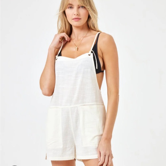 LSPACE Linen Romper in Cream, S - Picture 4 of 4